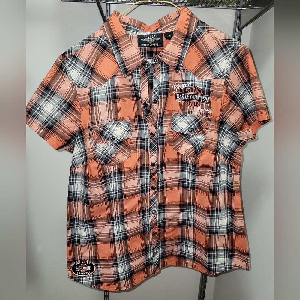Genuine Harley Davidson Women's Plaid Shirt with Snaps